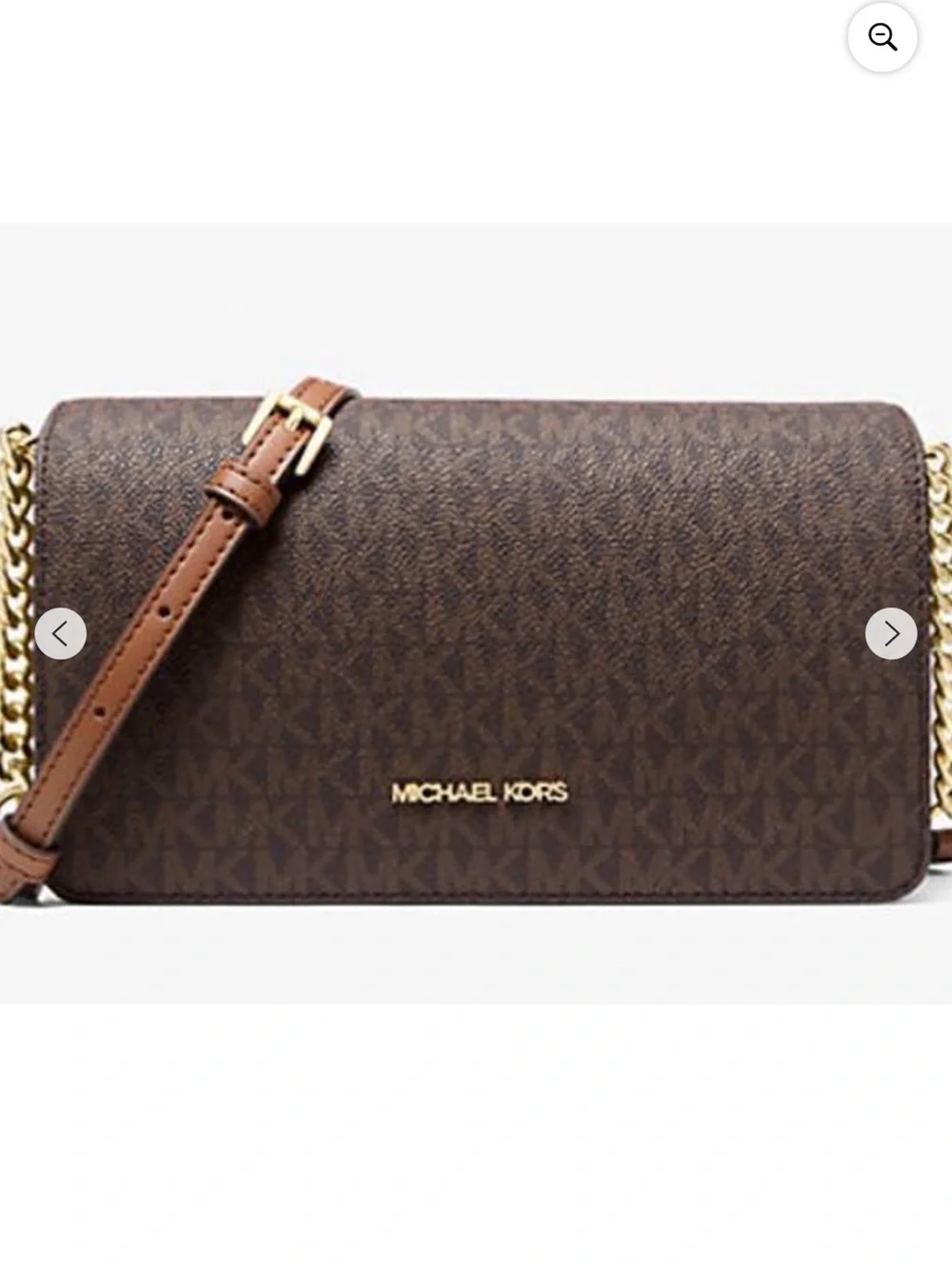 Michael Kors Brown Signature MK Chain-Trim Crossbody